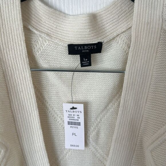 Talbots Women's Cardigan Sweater Merino Wool Cashmere Blend Button White Size LP - Picture 5 of 7